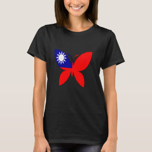 Taiwan Flag Taiwanese Roots Butterfly Taiwanese Pr T-Shirt