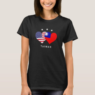 Taiwan Flag Usa Flag  Love Heart T-Shirt