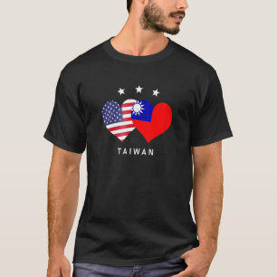 Taiwan Flag Usa Flag  Love Heart T-Shirt