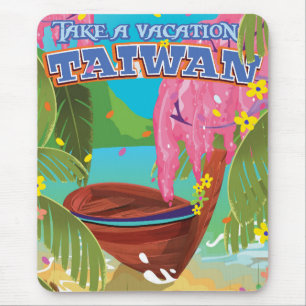 Taiwan island vintage travel poster art. mouse mat