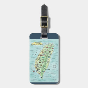 Taiwan Map in Watercolor Luggage Tag