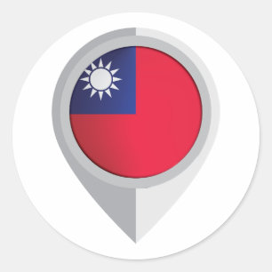 Taiwan Pin Location Flag Classic Round Sticker