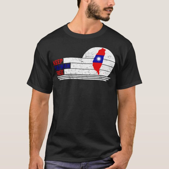 Taiwan Shirt, Keep Taiwan Free Flag Map Art Tee, T-Shirt (Front)