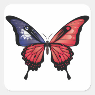 Taiwan Swallowtail Butterfly Flag Sticker