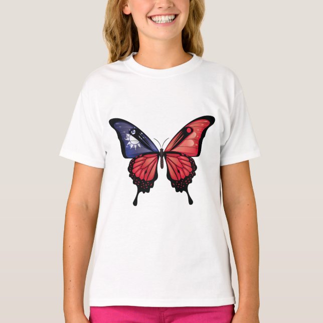 Taiwan Swallowtail Butterfly Flag Sticker T-Shirt (Front)