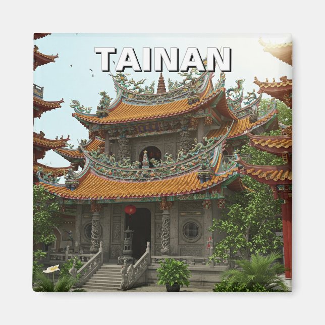 Taiwan Tainan Temple Travel Magnet (Front)