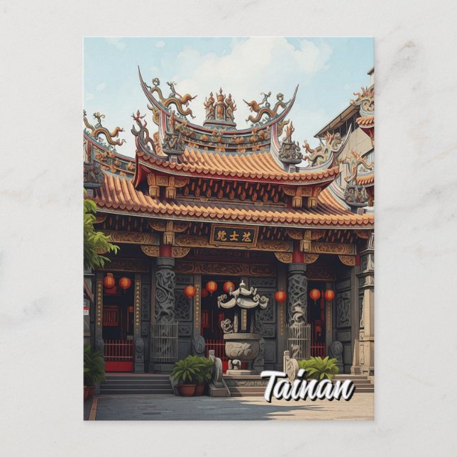 Taiwan Tainan Temple Travel Postcard (Front)