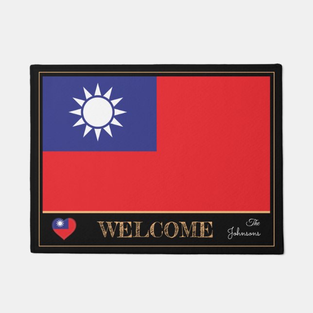 Taiwan & Taiwanese Flag house mats/sports Welcome Doormat (Front)