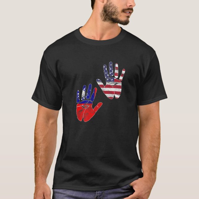 Taiwan Taiwanese Flag Proud America Hands Dna Mix  T-Shirt (Front)