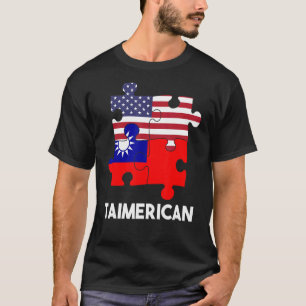 Taiwan Taiwanese Flag Proud America Puzzle Dna Mix T-Shirt