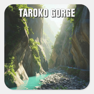 Taiwan Taroko Gorge Travel Square Sticker