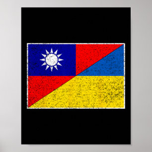 Taiwan Ukraine Flag Taiwanese Ukrainian Support 1  Poster