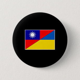 Taiwan Ukraine Flag Taiwanese Ukrainian Support 6 Cm Round Badge