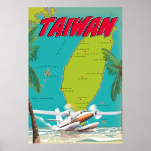Taiwan Vintage Map Poster