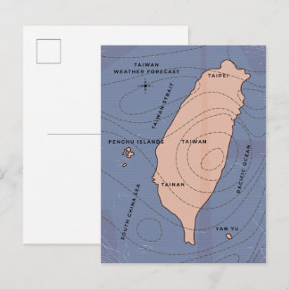 Taiwan Vintage style weather map Invitation Postcard