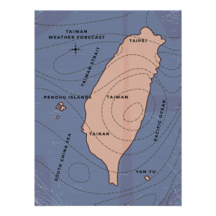 Taiwan Vintage style weather map Poster