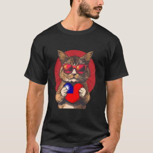 Taiwanese Flag Cat Taiwan Taiwanese Roots Taiwanes T-Shirt