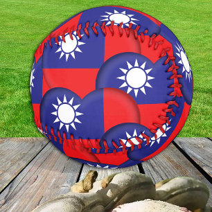 Taiwanese Flag, Hearts - Baseballs, Love Taiwan Baseball