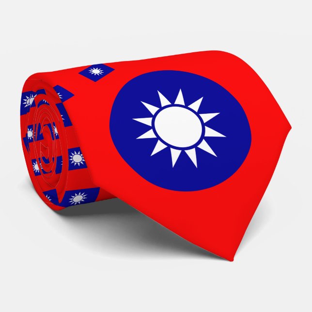 Taiwanese Flag & National Emblem, Taiwan Tie (Rolled)