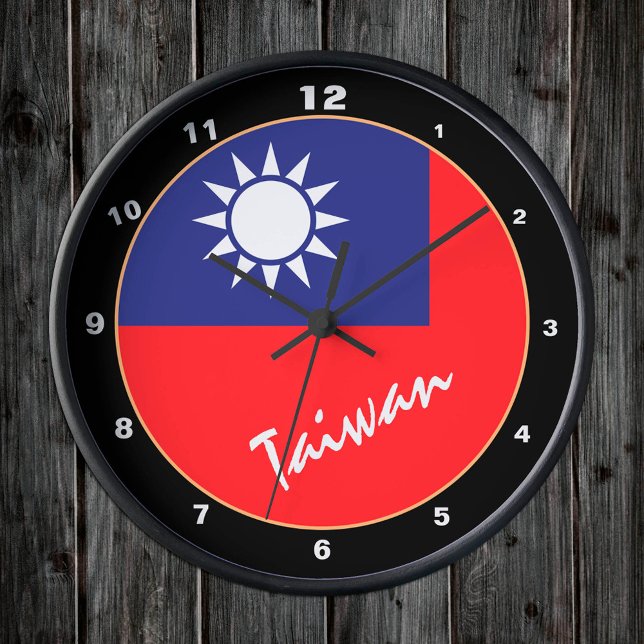 Taiwanese Flag, Taiwan patriotic Home / design Round Clock (Creator Uploaded)