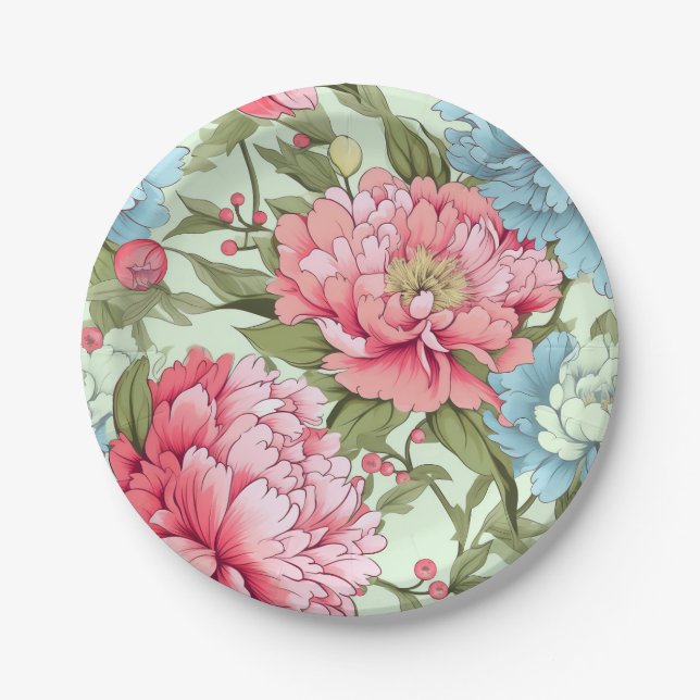 Taiwanese Peonies Paper Plate (Front)