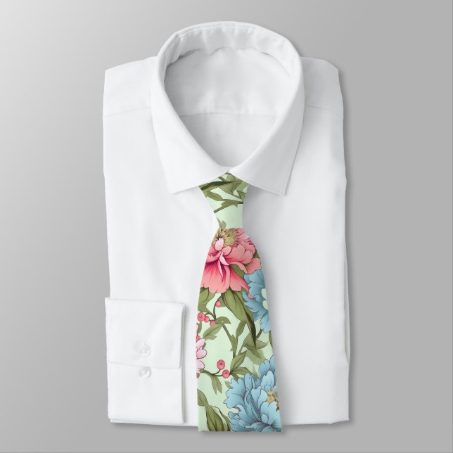 Taiwanese Peonies Tie (Tied)