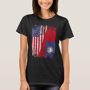 Taiwanese Roots Half American Flag Usa Taiwan Flag T-Shirt