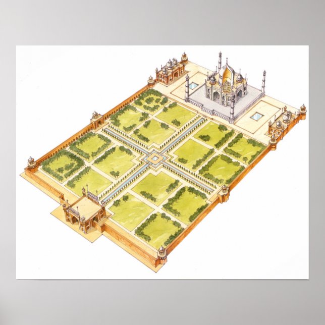 Taj Mahal. Adra India. Tomb and gardens Poster (Front)