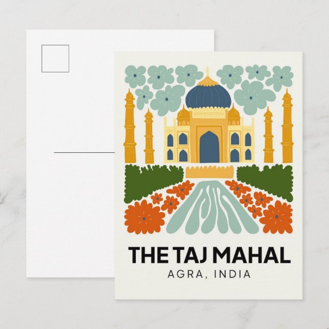 Taj Mahal Agra India abstract travel floral art Postcard (Front/Back)