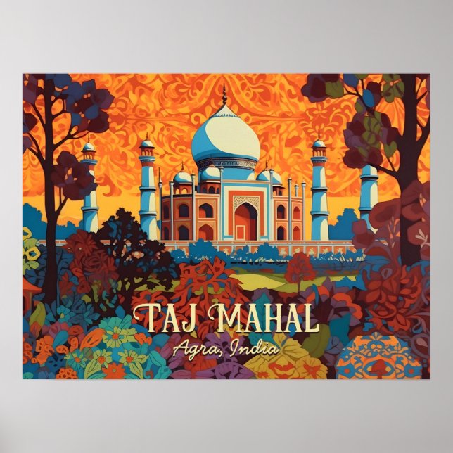 Taj Mahal Agra India Home Office Wall Art Poster (Front)