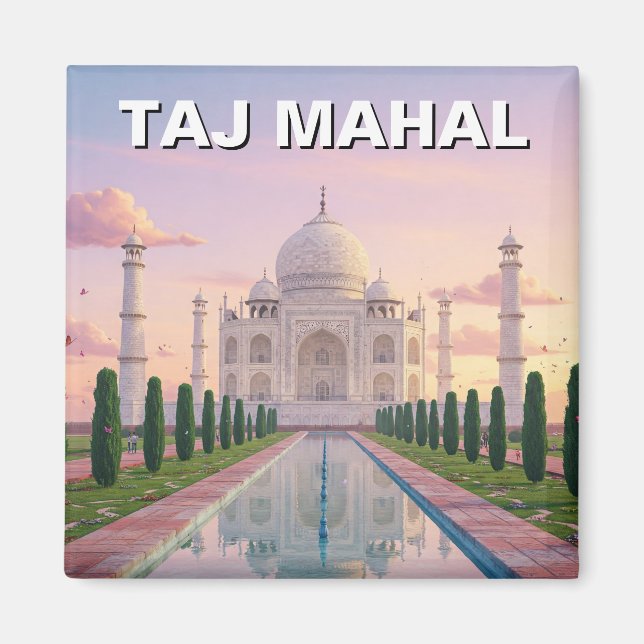 Taj Mahal Agra India Travel Souvenir Magnet (Front)