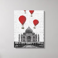 Taj Mahal and Red Hot Air Balloons