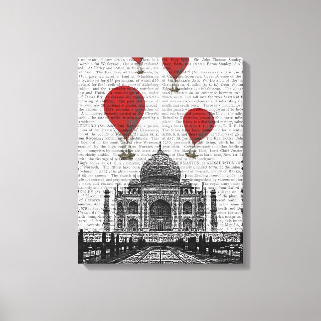 Taj Mahal and Red Hot Air Balloons Canvas Print (Front)