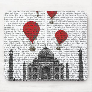 Taj Mahal and Red Hot Air Balloons Mouse Mat