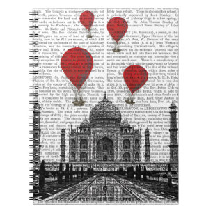 Taj Mahal and Red Hot Air Balloons Notebook