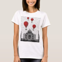 Taj Mahal and Red Hot Air Balloons