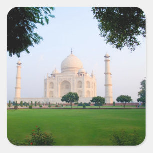Taj Mahal at sunrise one of the wonders of the Square Sticker