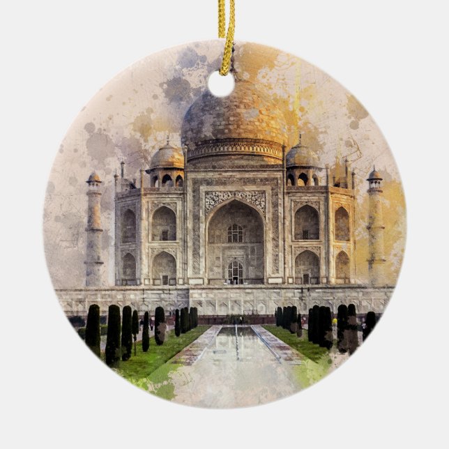 Taj Mahal Built Out of Love Ceramic Tree Decoration (Front)