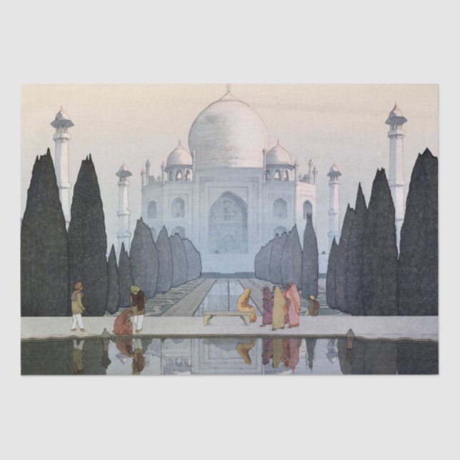 Taj Mahal, Hiroshi Yoshida, Woodcut Tissue Paper (Front)