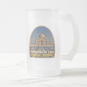 TAJ MAHAL India Frosted Glass Beer Mug