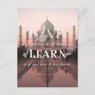 Taj Mahal India Live Learn Gandhi - Postcard