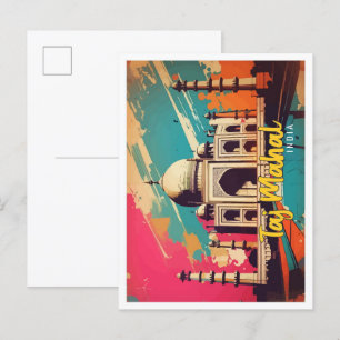 Taj Mahal India Pop Art Travel Illustration Postcard