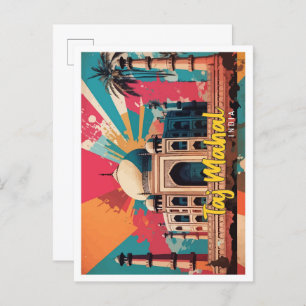 Taj Mahal India Pop Art Travel Illustration Postcard