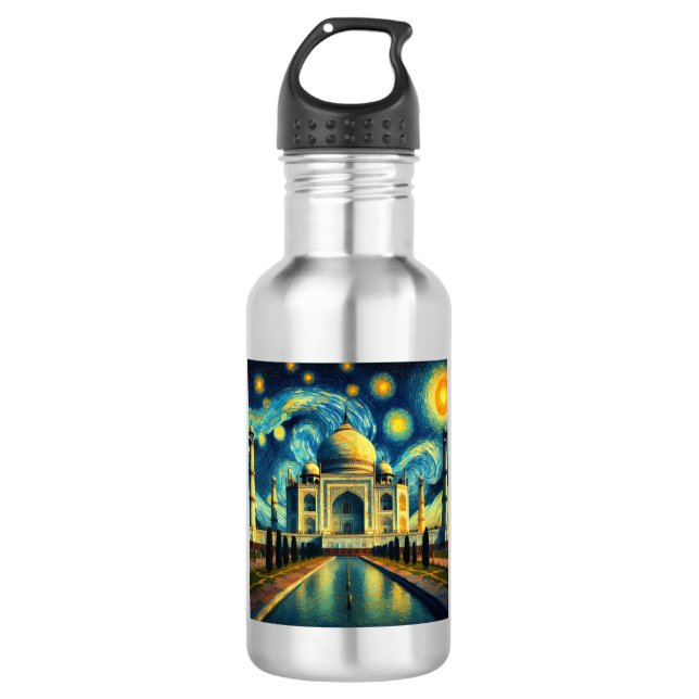 Taj Mahal India Starry Night 532 Ml Water Bottle (Front)