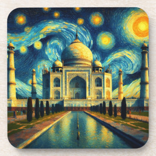 Taj Mahal India Starry Night Coaster