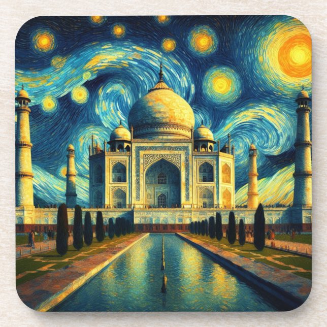Taj Mahal India Starry Night Coaster (Front)