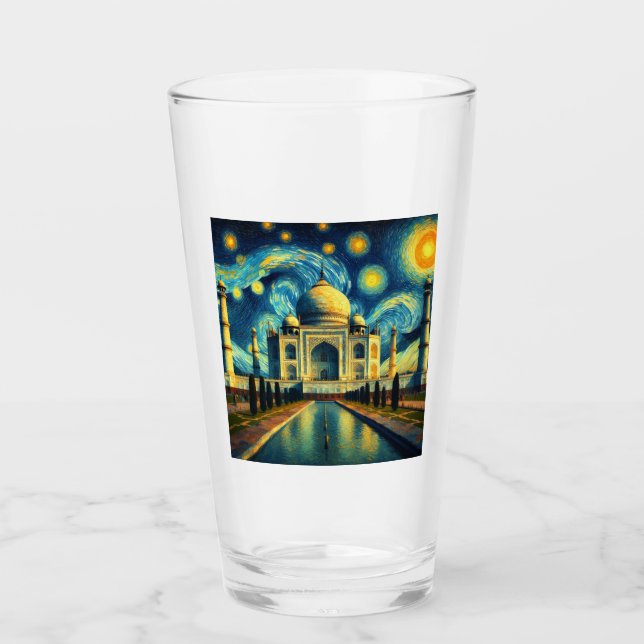 Taj Mahal India Starry Night Glass (Front)