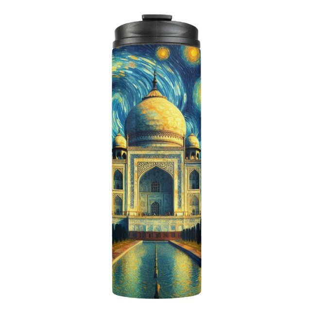 Taj Mahal India Starry Night Thermal Tumbler (Front)