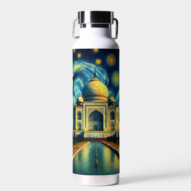 Taj Mahal India Starry Night Water Bottle (Front)
