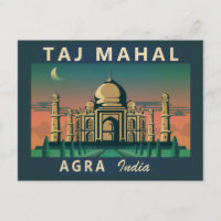 Taj Mahal India Travel Art Vintage